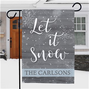 Let it Snow Flag With Name | Blue and White Let It Snow Garden Flag