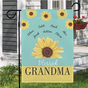 Personalized Blessed Mom or Grandma Sunflower Garden Flag