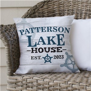 Personalized Lake House Throw Pillow with Nautical Design
