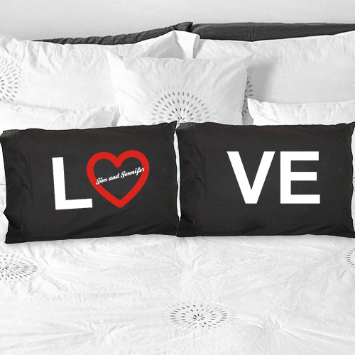 Personalized Love Pillowcase Set in Black GiftsForYouNow