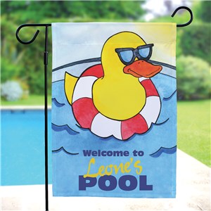 Personalized Cool Duck Swimming Pool Garden Flag | Personalized Garden Flags