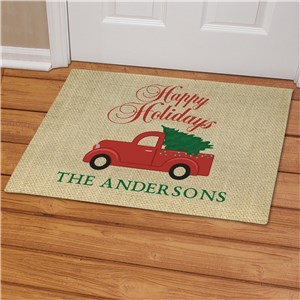 Personalized Merry Christmas Or Happy Holidays Choice Personalized Doormat | Christmas Doormats 