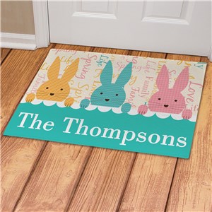 Personalized Three Peeking Bunnies Word-Art Doormat 831142977S