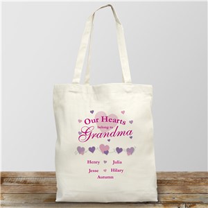 Our Hearts Canvas Personalized Tote Bag