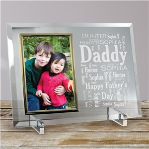 Daddy Word-Art Beveled Glass Picture Frame | Personalized Fathers Day Picture Frames