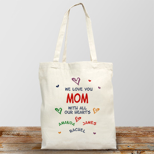 Personalized All Our Hearts Tote Bag
