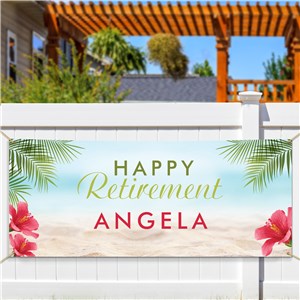 Personalized Happy Retirement Banner with Beach Theme