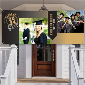Personalized Graduation Banner with Two Photos & Grad Year