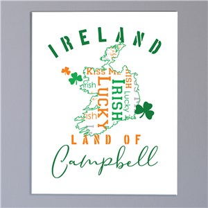 Personalized Ireland Word Art Canvas