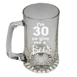 Give Me A Beer Personalized 30th Birthday Glass Mug