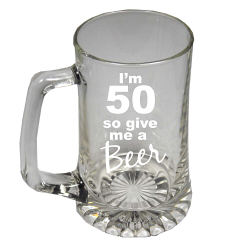 Give Me A Beer Personalized 50th Birthday Glass Mug