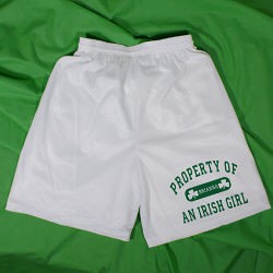 Property of My Irish Men’s White Personalized Mesh Shorts