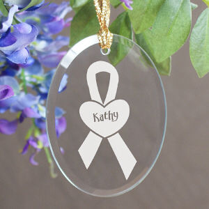 Glass Breast Cancer Awareness Ornament