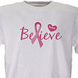 31999X - Believe - Breast Cancer Awareness Personalized T-shirt