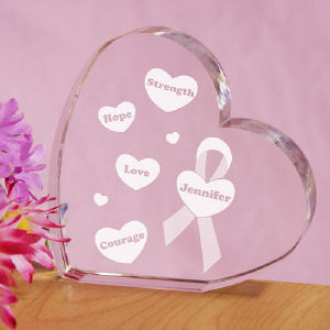 Engraved Breast Cancer Awareness Heart Keepsake