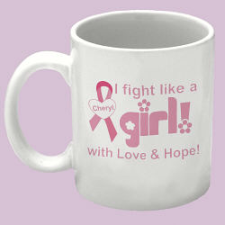 I Fight Like A Girl - Breast Cancer Awareness Personalized Coffee Mug