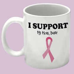 I Support – Breast Cancer Awareness Personalized Coffee Mug