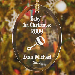 Baby's 1st Christmas Personalized Glass Ornament 