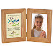 922047 - Communion Natural Bi-Fold Personalized Picture Frame - Joyful In The Lord