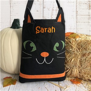 Embroidered Cat Trick or Treat Bag 