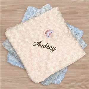 Embroidered Curly Plush Baby Blanket | Personalized Baby Blankets