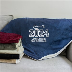 Embroidered Graduation Sherpa Blanket E12586184X