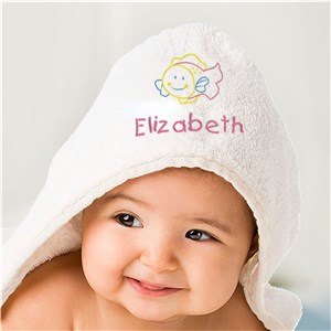 Embroidered Fish Hooded Baby Towel | Personalized Baby Gifts