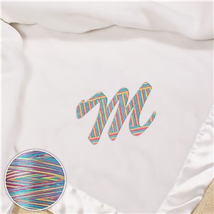 Embroidered Fleece Baby Blanket with Rainbow Thread