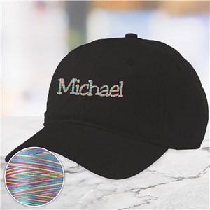 Embroidered Any Name Baseball Hat with Rainbow Thread