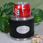 Black Leather Personalized Can Cooler