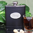 Black Leather Personalized Flask