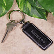 Engraved Black Leather Name or Initial Keychain L26410