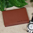 Engraved Tan Leather Business Card Holder Wallet L26580