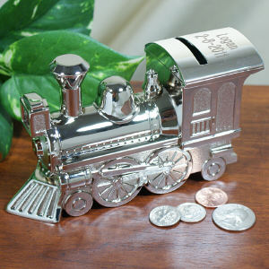 New Baby In Town Silver Train Bank | Baby Keepsakes