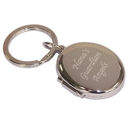 Custom Message Silver Oval Locket Keychain