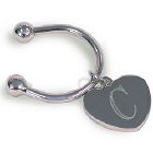 Initial Silver Heart Keychain