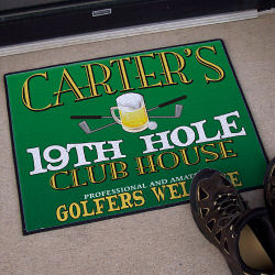 19th Hole Personalized Golf Doormat  