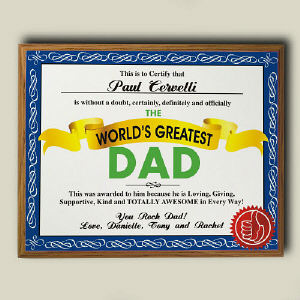 World's Greatest Dad Personalized Plaque