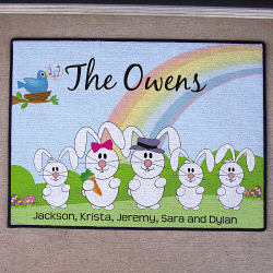 Easter Bunny Family Welcome Doormat
