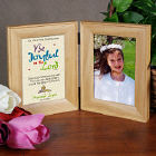 Communion Natural Bi-Fold Personalized Picture Frame - Joyful In The Lord