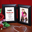 Hugs &amp; Kisses Valentine Black Bi-Fold Personalize Picture Frame