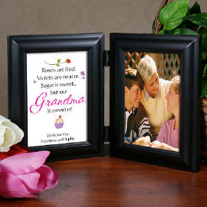 Gifts  Grandma on Personalized Grandma Picture Frame   Is Sweet  Black Wood Bi Fold