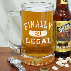 Finally Legal Personalized 21st Birthday Glass Mug