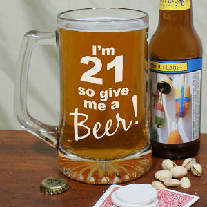 Give Me A Beer Personalized 21st Birthday Glass Mug