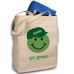 Go Green Personalized Canvas Reusable Tote Bag