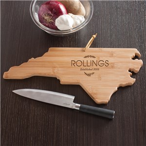 Personalized Family Name North Carolina State Cutting Board | Personalized Cutting Board