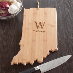 Personalized Family Initial Indiana State Cutting Board | Personalized Cutting Board