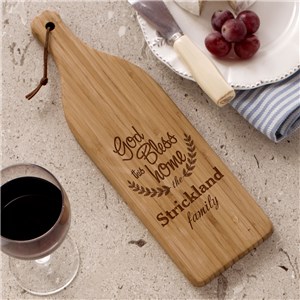 Engraved Bless this Home Large Wine Bottle Cutting Board L10976168X