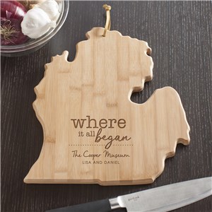 Engraved Where It All Began Michigan State Cutting Board | Personalized Cutting Board