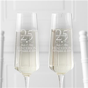 Engraved Wedding Anniversary Champagne Estate Glasses Set 